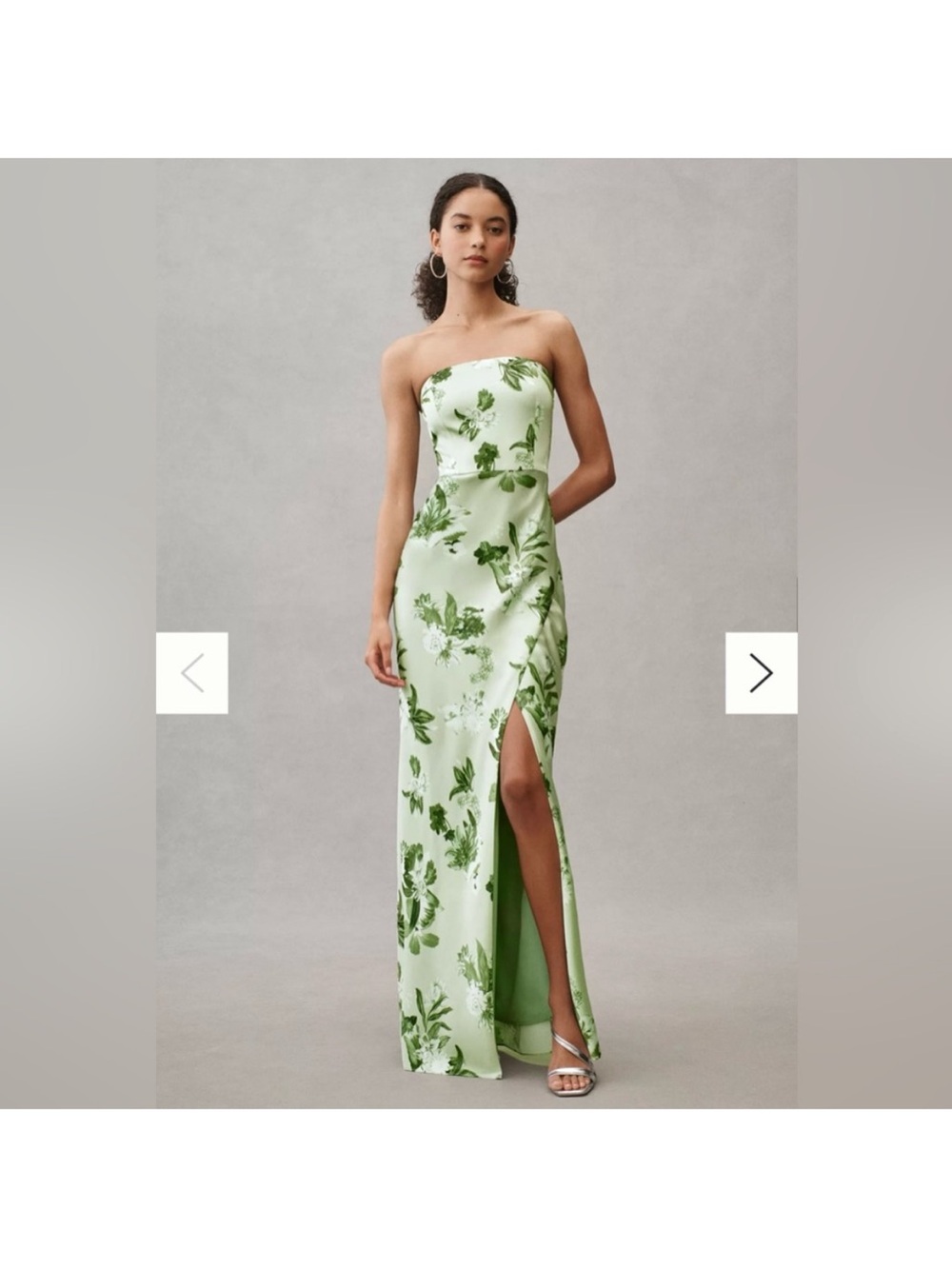 BHLDN Avianna Stretch Satin Strapless Side-Slit Maxi Dress